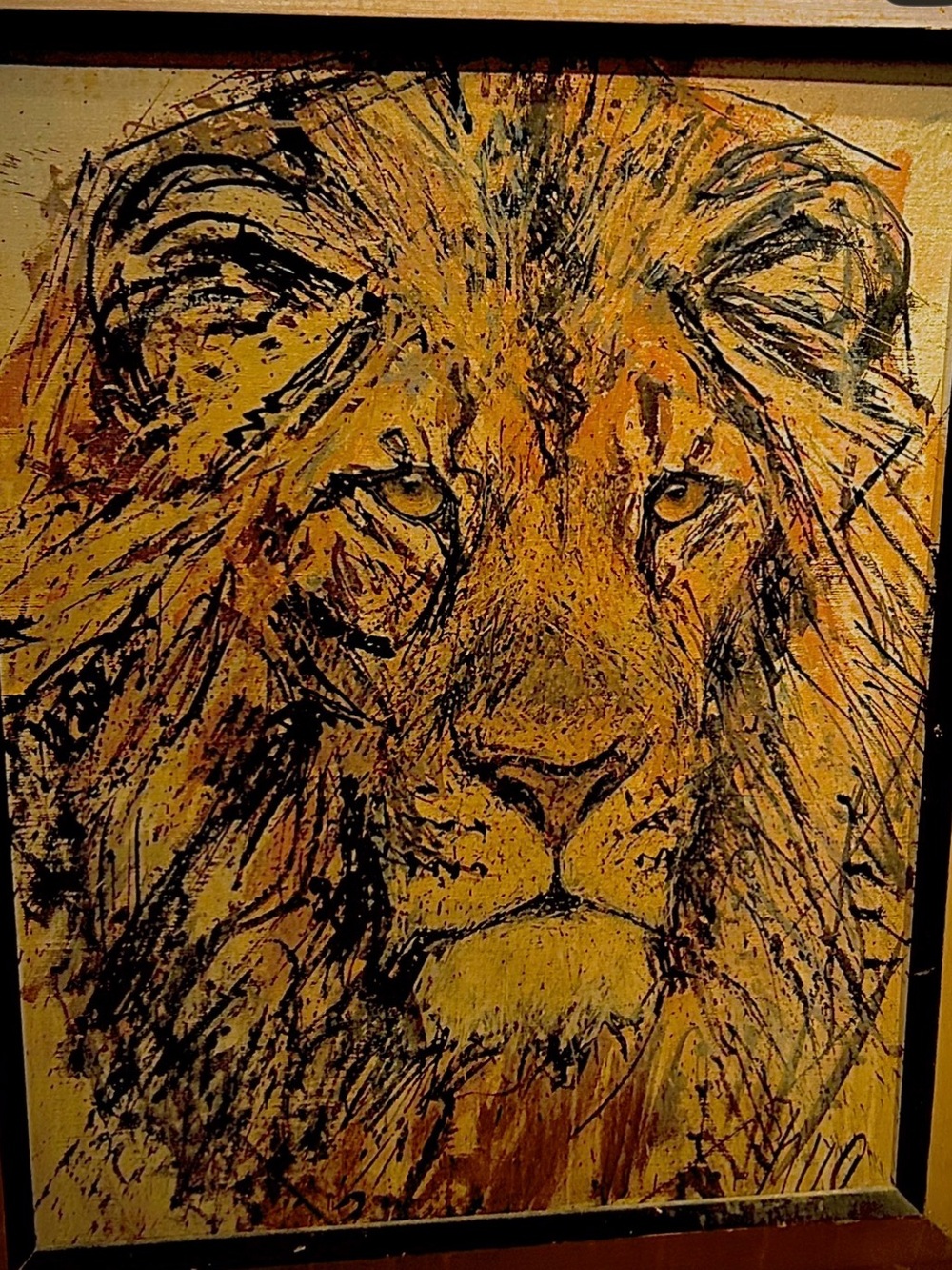 Bold Yellow and Black Lion art by Fritz Rudolph.